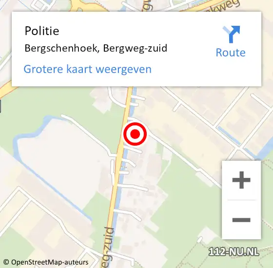 Locatie op kaart van de 112 melding: Politie Bergschenhoek, Bergweg-zuid op 18 maart 2024 17:36