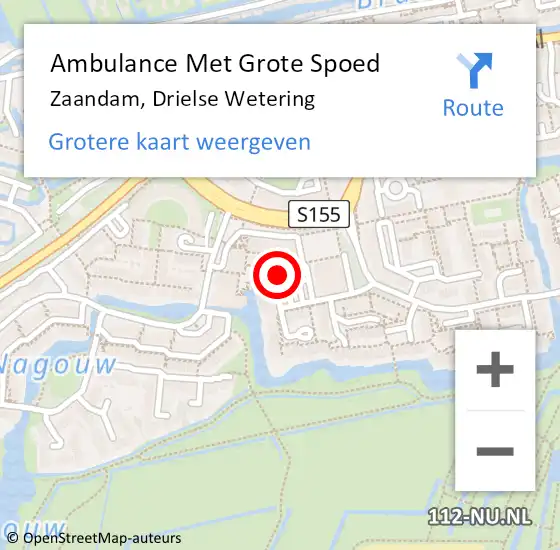 Locatie op kaart van de 112 melding: Ambulance Met Grote Spoed Naar Zaandam, Drielse Wetering op 18 maart 2024 17:53