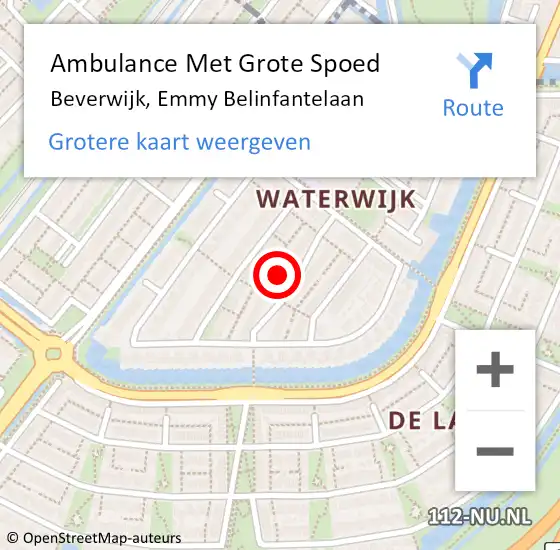 Locatie op kaart van de 112 melding: Ambulance Met Grote Spoed Naar Beverwijk, Emmy Belinfantelaan op 18 maart 2024 18:11