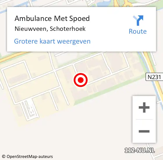 Locatie op kaart van de 112 melding: Ambulance Met Spoed Naar Nieuwveen, Schoterhoek op 18 maart 2024 18:36