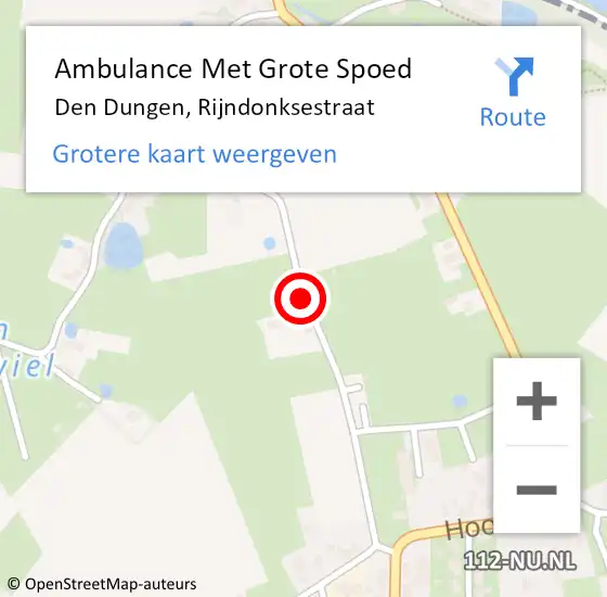 Locatie op kaart van de 112 melding: Ambulance Met Grote Spoed Naar Den Dungen, Rijndonksestraat op 29 september 2014 15:05