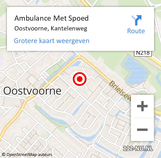 Locatie op kaart van de 112 melding: Ambulance Met Spoed Naar Oostvoorne, Kantelenweg op 18 maart 2024 18:50