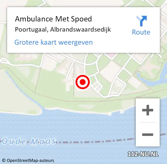Locatie op kaart van de 112 melding: Ambulance Met Spoed Naar Poortugaal, Albrandswaardsedijk op 18 maart 2024 19:08