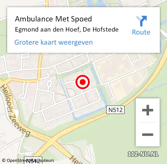 Locatie op kaart van de 112 melding: Ambulance Met Spoed Naar Egmond aan den Hoef, De Hofstede op 18 maart 2024 19:17