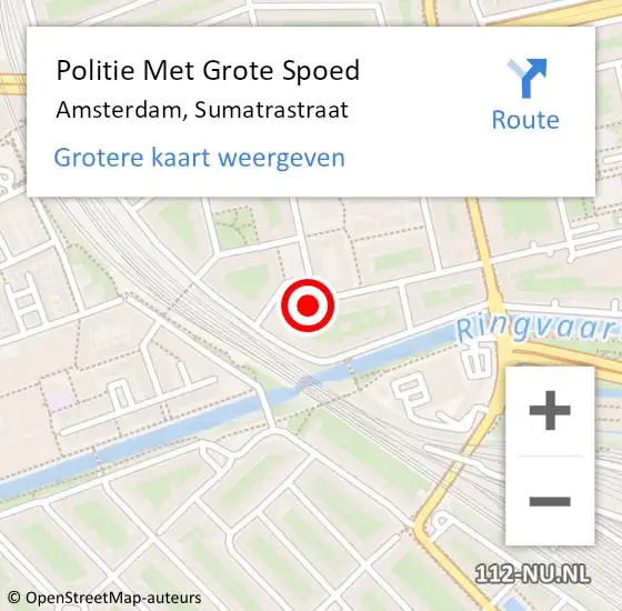 Locatie op kaart van de 112 melding: Politie Met Grote Spoed Naar Amsterdam, Sumatrastraat op 18 maart 2024 19:56