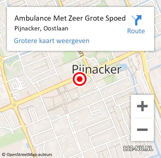 Locatie op kaart van de 112 melding: Ambulance Met Zeer Grote Spoed Naar Pijnacker, Oostlaan op 18 maart 2024 20:00