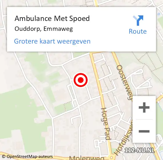 Locatie op kaart van de 112 melding: Ambulance Met Spoed Naar Ouddorp, Emmaweg op 18 maart 2024 20:03
