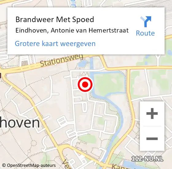 Locatie op kaart van de 112 melding: Brandweer Met Spoed Naar Eindhoven, Antonie van Hemertstraat op 18 maart 2024 20:09