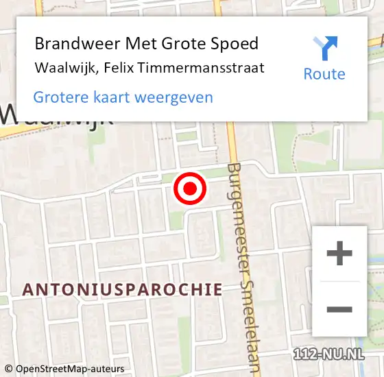Locatie op kaart van de 112 melding: Brandweer Met Grote Spoed Naar Waalwijk, Felix Timmermansstraat op 18 maart 2024 20:10
