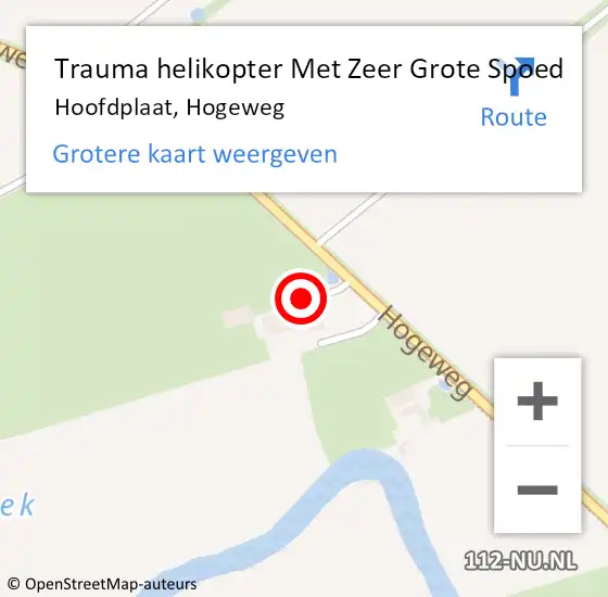Locatie op kaart van de 112 melding: Trauma helikopter Met Zeer Grote Spoed Naar Hoofdplaat, Hogeweg op 18 maart 2024 20:13