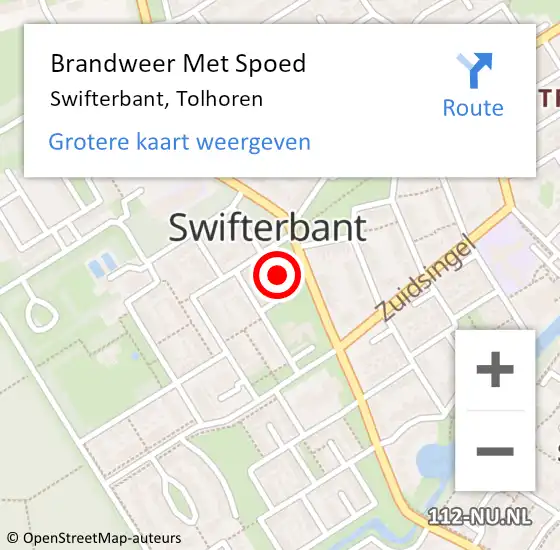 Locatie op kaart van de 112 melding: Brandweer Met Spoed Naar Swifterbant, Tolhoren op 18 maart 2024 20:52
