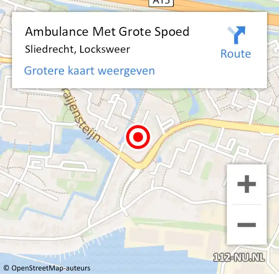 Locatie op kaart van de 112 melding: Ambulance Met Grote Spoed Naar Sliedrecht, Locksweer op 18 maart 2024 20:57