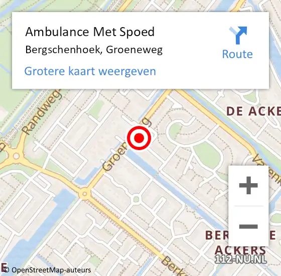 Locatie op kaart van de 112 melding: Ambulance Met Spoed Naar Bergschenhoek, Groeneweg op 18 maart 2024 21:02