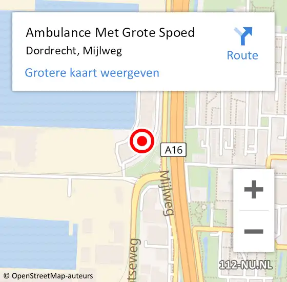 Locatie op kaart van de 112 melding: Ambulance Met Grote Spoed Naar Dordrecht, Mijlweg op 18 maart 2024 21:22