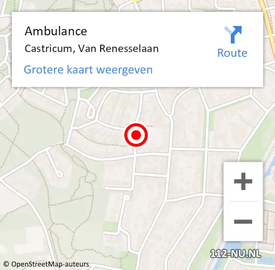 Locatie op kaart van de 112 melding: Ambulance Castricum, Van Renesselaan op 18 maart 2024 21:34