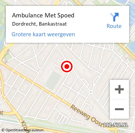 Locatie op kaart van de 112 melding: Ambulance Met Spoed Naar Dordrecht, Bankastraat op 18 maart 2024 22:05