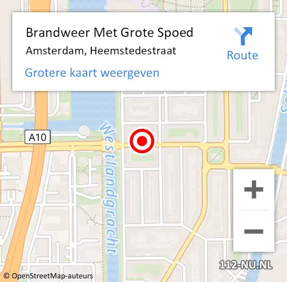Locatie op kaart van de 112 melding: Brandweer Met Grote Spoed Naar Amsterdam, Heemstedestraat op 18 maart 2024 22:06