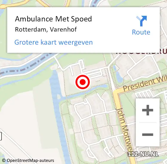 Locatie op kaart van de 112 melding: Ambulance Met Spoed Naar Rotterdam, Varenhof op 18 maart 2024 22:07
