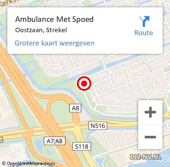 Locatie op kaart van de 112 melding: Ambulance Met Spoed Naar Oostzaan, Strekel op 18 maart 2024 22:08