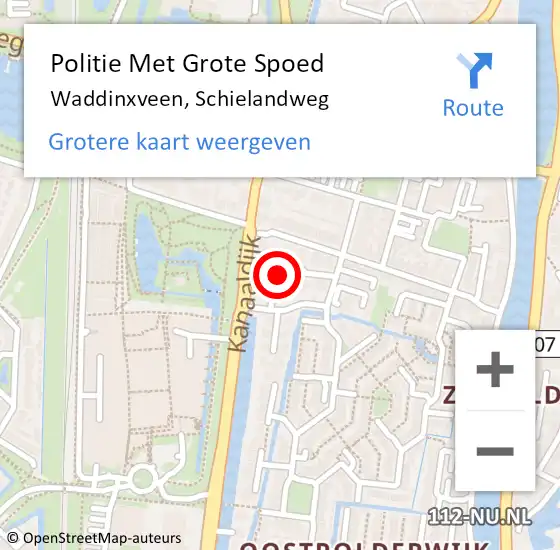 Locatie op kaart van de 112 melding: Politie Met Grote Spoed Naar Waddinxveen, Schielandweg op 18 maart 2024 22:56