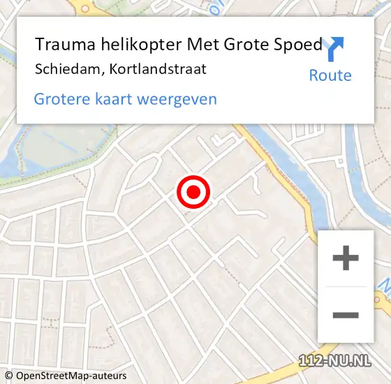 Locatie op kaart van de 112 melding: Trauma helikopter Met Grote Spoed Naar Schiedam, Kortlandstraat op 18 maart 2024 23:46