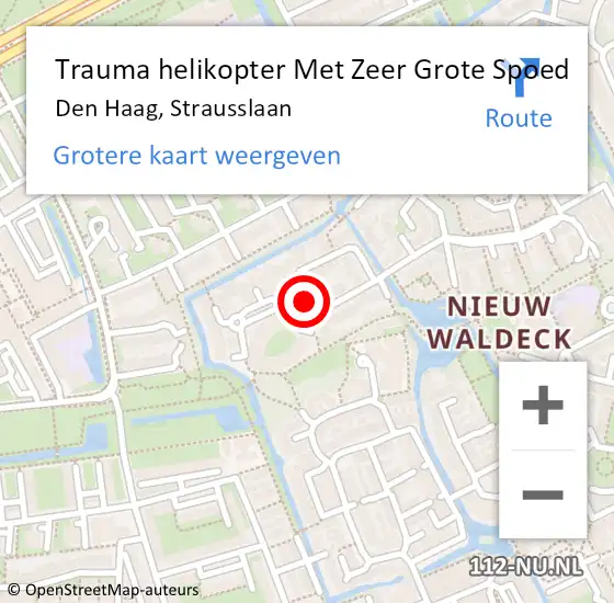 Locatie op kaart van de 112 melding: Trauma helikopter Met Zeer Grote Spoed Naar Den Haag, Strausslaan op 18 maart 2024 23:58