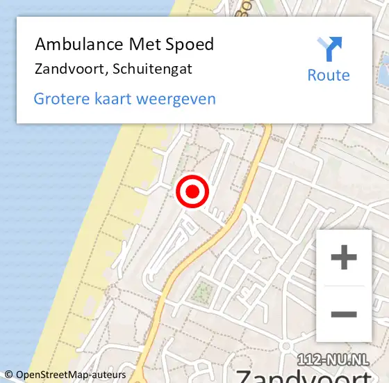 Locatie op kaart van de 112 melding: Ambulance Met Spoed Naar Zandvoort, Schuitengat op 19 maart 2024 00:02