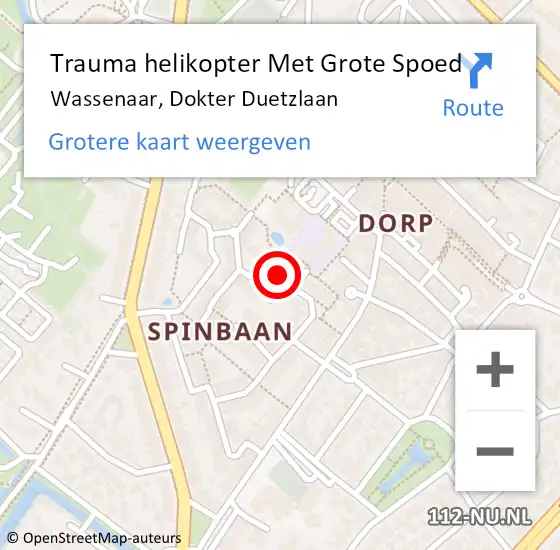Locatie op kaart van de 112 melding: Trauma helikopter Met Grote Spoed Naar Wassenaar, Dokter Duetzlaan op 19 maart 2024 00:28