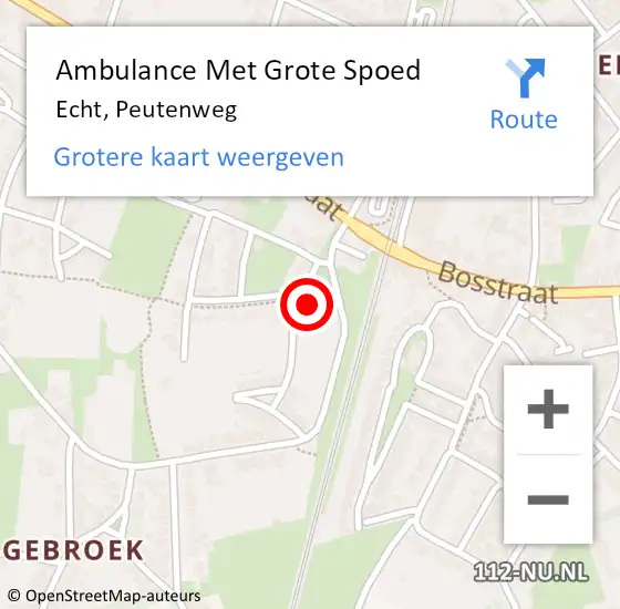 Locatie op kaart van de 112 melding: Ambulance Met Grote Spoed Naar Echt, Peutenweg op 19 maart 2024 00:29