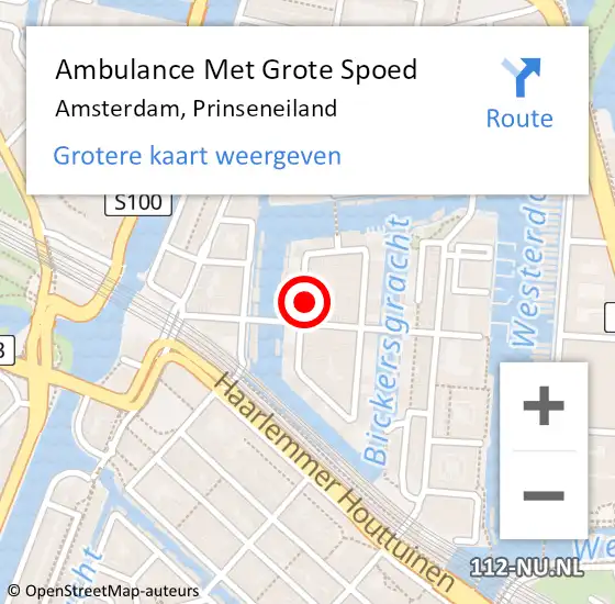 Locatie op kaart van de 112 melding: Ambulance Met Grote Spoed Naar Amsterdam, Prinseneiland op 19 maart 2024 01:39