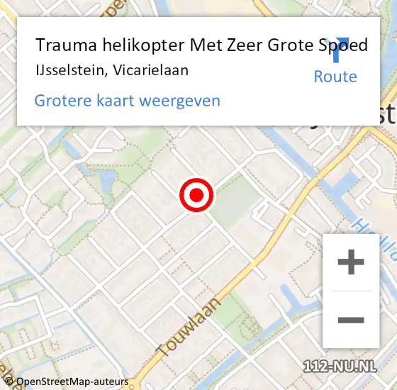Locatie op kaart van de 112 melding: Trauma helikopter Met Zeer Grote Spoed Naar IJsselstein, Vicarielaan op 19 maart 2024 01:44