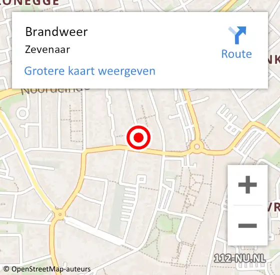 Locatie op kaart van de 112 melding: Brandweer Zevenaar op 19 maart 2024 02:23