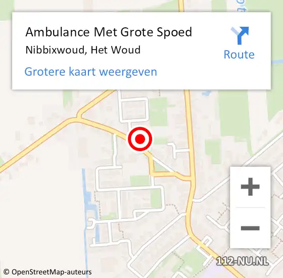 Locatie op kaart van de 112 melding: Ambulance Met Grote Spoed Naar Nibbixwoud, Het Woud op 19 maart 2024 02:48