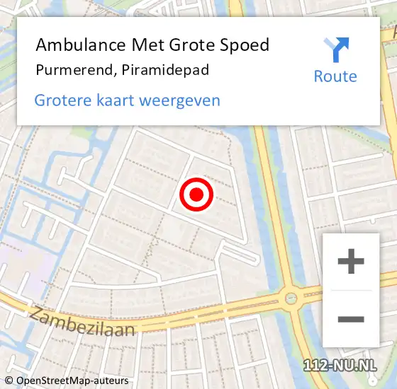 Locatie op kaart van de 112 melding: Ambulance Met Grote Spoed Naar Purmerend, Piramidepad op 19 maart 2024 03:27