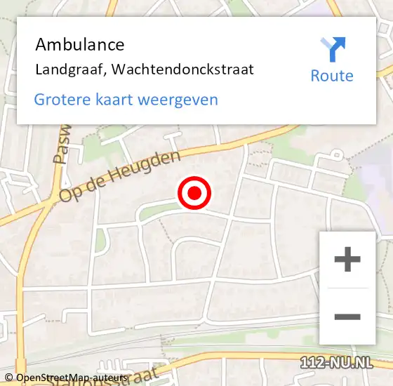 Locatie op kaart van de 112 melding: Ambulance Landgraaf, Wachtendonckstraat op 29 september 2014 15:34