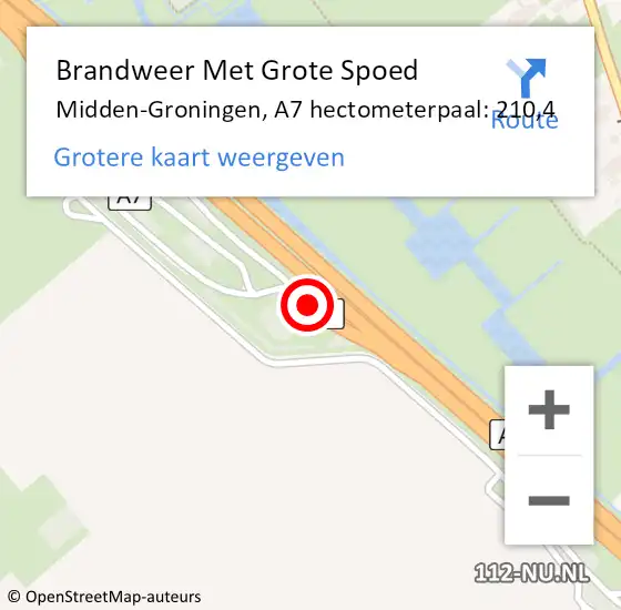 Locatie op kaart van de 112 melding: Brandweer Met Grote Spoed Naar Midden-Groningen, A7 hectometerpaal: 210,4 op 19 maart 2024 06:10