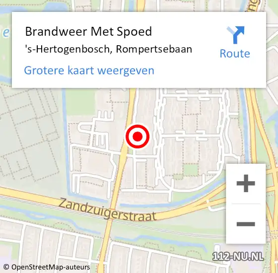 Locatie op kaart van de 112 melding: Brandweer Met Spoed Naar 's-Hertogenbosch, Rompertsebaan op 19 maart 2024 06:15