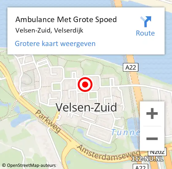 Locatie op kaart van de 112 melding: Ambulance Met Grote Spoed Naar Velsen-Zuid, Velserdijk op 19 maart 2024 06:58