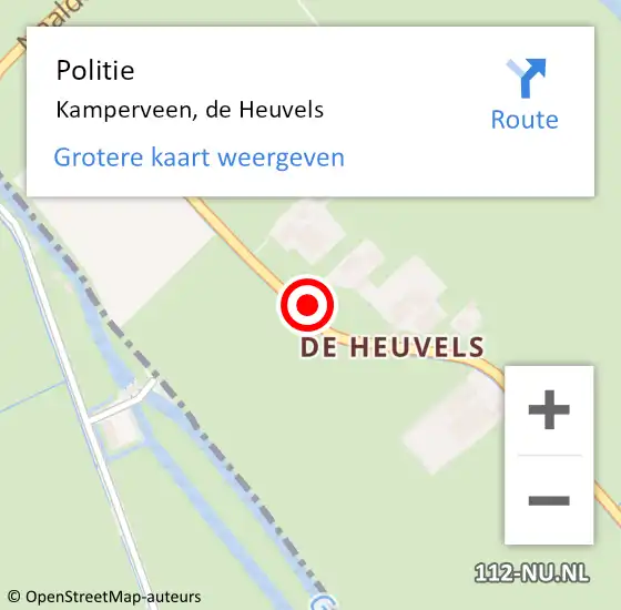 Locatie op kaart van de 112 melding: Politie Kamperveen, de Heuvels op 19 maart 2024 06:59