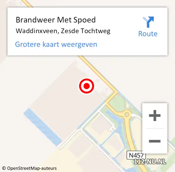 Locatie op kaart van de 112 melding: Brandweer Met Spoed Naar Waddinxveen, Zesde Tochtweg op 29 september 2014 15:36