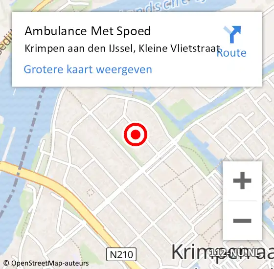 Locatie op kaart van de 112 melding: Ambulance Met Spoed Naar Krimpen aan den IJssel, Kleine Vlietstraat op 19 maart 2024 07:14