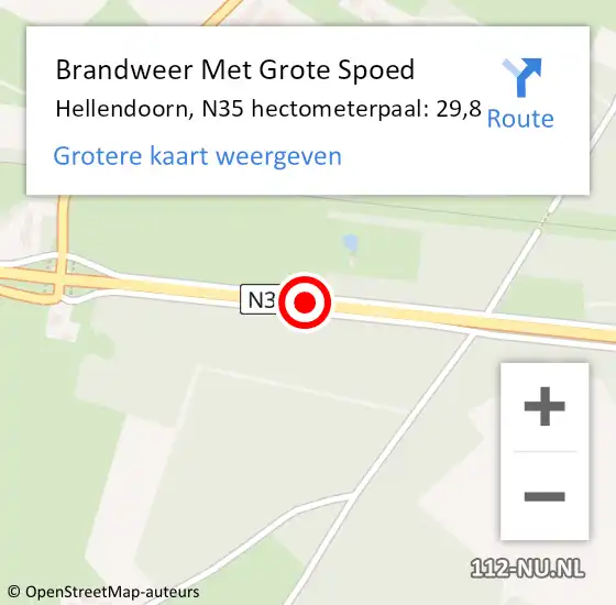 Locatie op kaart van de 112 melding: Brandweer Met Grote Spoed Naar Hellendoorn, N35 hectometerpaal: 29,8 op 19 maart 2024 07:14