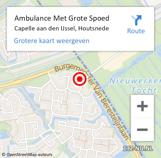 Locatie op kaart van de 112 melding: Ambulance Met Grote Spoed Naar Capelle aan den IJssel, Houtsnede op 19 maart 2024 07:51