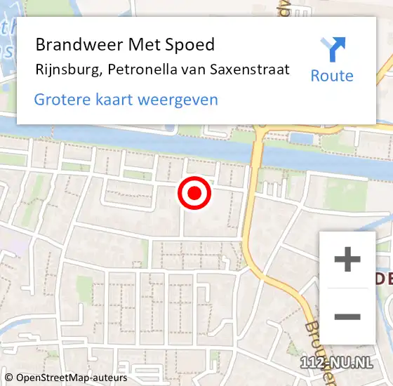 Locatie op kaart van de 112 melding: Brandweer Met Spoed Naar Rijnsburg, Petronella van Saxenstraat op 19 maart 2024 08:00