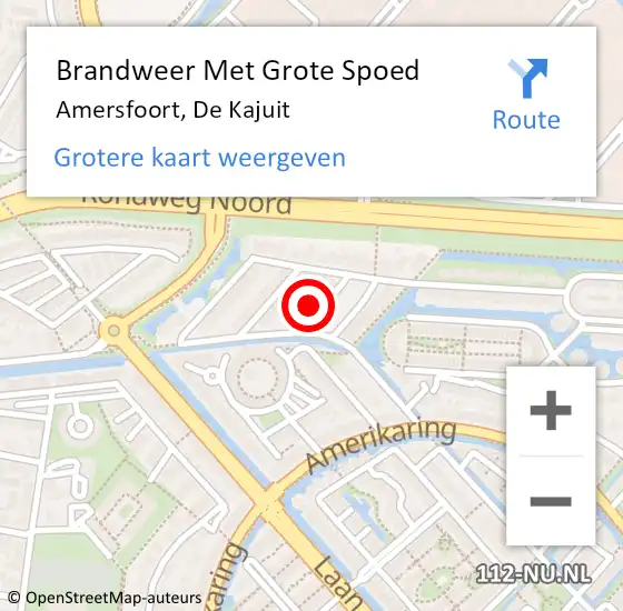 Locatie op kaart van de 112 melding: Brandweer Met Grote Spoed Naar Amersfoort, De Kajuit op 19 maart 2024 08:30