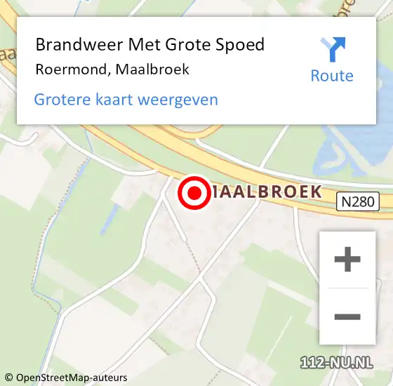 Locatie op kaart van de 112 melding: Brandweer Met Grote Spoed Naar Roermond, Maalbroek op 19 maart 2024 08:32