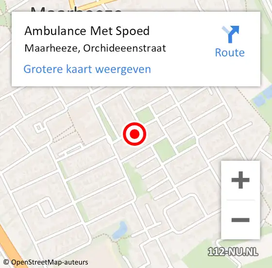 Locatie op kaart van de 112 melding: Ambulance Met Spoed Naar Maarheeze, Orchideeenstraat op 29 september 2014 15:42