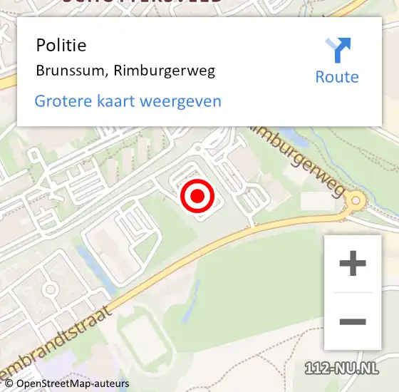 Locatie op kaart van de 112 melding: Politie Brunssum, Rimburgerweg op 19 maart 2024 08:53
