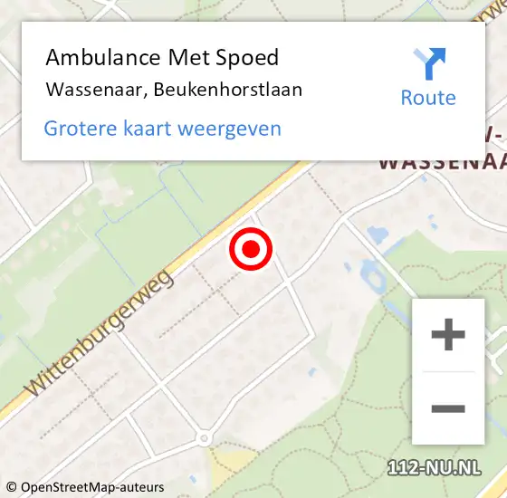 Locatie op kaart van de 112 melding: Ambulance Met Spoed Naar Wassenaar, Beukenhorstlaan op 19 maart 2024 09:07