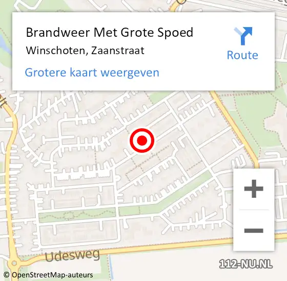 Locatie op kaart van de 112 melding: Brandweer Met Grote Spoed Naar Winschoten, Zaanstraat op 19 maart 2024 09:09
